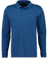 Ragman Softknit-Polo Langarm in Blau-Melange, Extra Lang