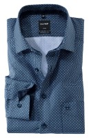 OLYMP Hemden Extra langer Arm 69 cm, Luxor modern fit, Gemustert Blau