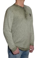Langarm T-Shirt KITARO, Rundhals mit Knopfleiste- EXTRALANG