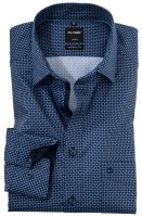OLYMP Extra langer Arm 69 cm, Hemd EL, Luxor modern fit, Gemustert Blau