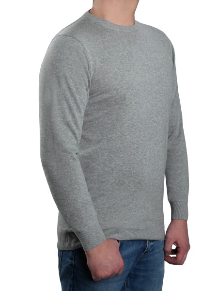 Extra langer Pullover Herren, K I T A R O-Rundhals, in Hellgrau