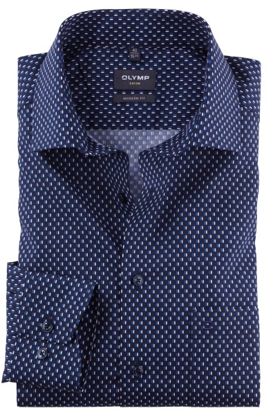 OLYMP Extra langer Arm 69 cm, Hemd EL, Luxor modern fit, Gemustert Blau