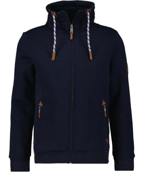 RAGMAN Sweatjacke mit Kragen in Dunkelblau, Extra Lang