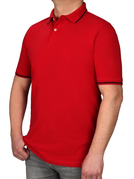 Poloshirt KITARO Rot--Rumpf und Kurzärmel in EXTRALANG