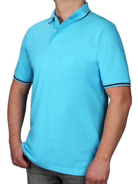 Poloshirt KITARO Hellblau--Rumpf und Kurzärmel in EXTRALANG