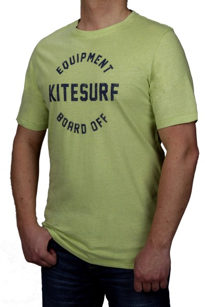 T-Shirt KITARO -green mel. mit Aufdruck-- in extra lang