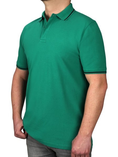 Poloshirt KITARO Grün--Rumpf und Kurzärmel in EXTRALANG