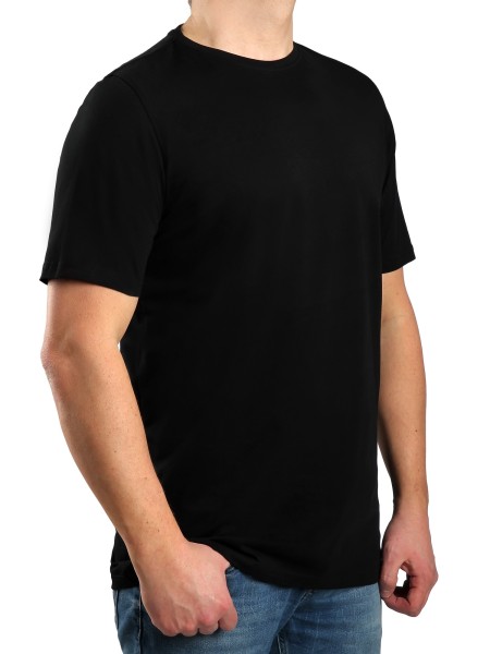 T-Shirt KITARO Rundhals Schwarz-- EXTRALANG