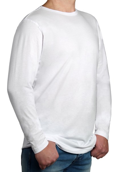 T-Shirt Langarm K I T A R O Rundhals Weiß-- Extra Lang
