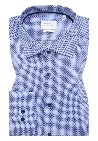 Hemden Extra langer Arm 72 cm, Eterna modern fit, Gemustert Blau