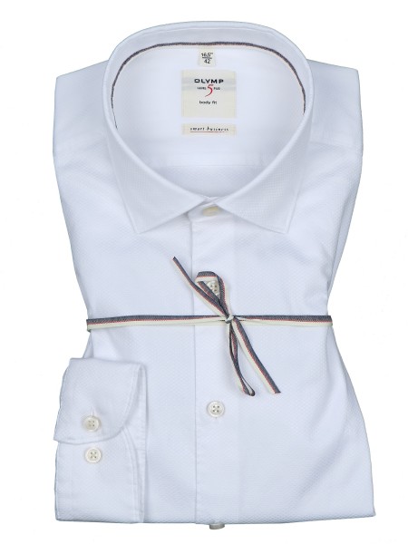 OLYMP Extra Langer Arm 69 cm, Hemden Level Five, body fit, Smart Business, Struktur Weiß