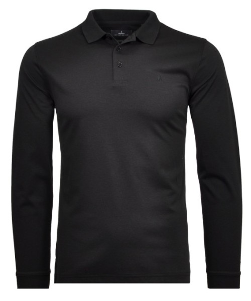 Ragman Softknit-Polo Langarm in Schwarz, Extra Lang